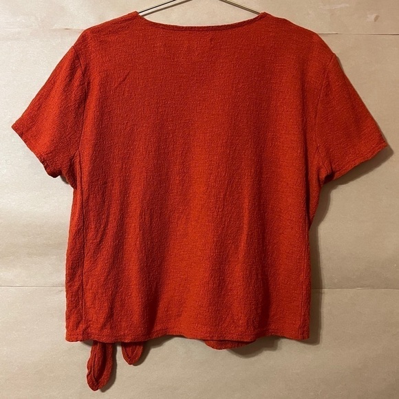 Madewell | Texture & Thread Wrap-Tie Top Cropped Spiced Cinnamon Size L - Picture 6 of 7